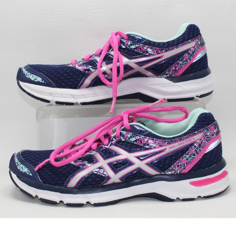 Asics Gel-Excite 4 Womens Running Shoes Navy Pink Mint T6E8N Size 7